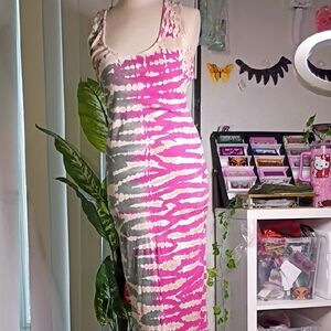 Young  Fabulous &Broke Pink and Green  Tie-Dye Maxi Dress
